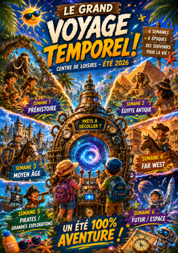 LE GRAND VOYAGE TEMPOREL – Préprogramme 3-12 ans : Été 2026